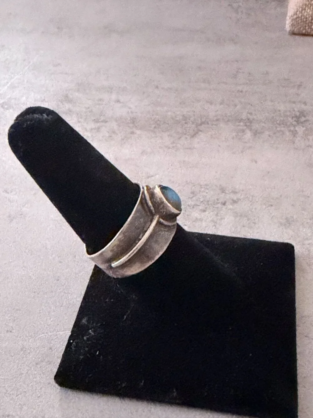 Handmade Oval Labradorite Wide Sterling Silver Bezel Stone Band Ring 5g Size 7.5